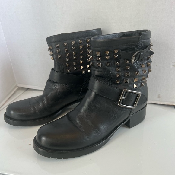 Valentino Garavani rockstud moto engineer ankle boots black stud - Picture 4 of 14